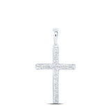 10kt White Gold Womens Round Diamond Cross Pendant 1/20 Cttw