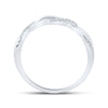 10kt White Gold Womens Round Diamond Twist Stackable Band Ring 1/12 Cttw