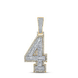 10kt Two-tone Gold Mens Baguette Diamond Number 4 Charm Pendant 1-1/2 Cttw