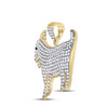 10kt Yellow Gold Mens Round Diamond Goat Animal Charm Pendant 2-7/8 Cttw