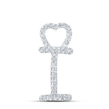 10kt White Gold Womens Round Diamond I Heart Letter Pendant 1/10 Cttw