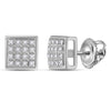 10kt White Gold Round Diamond Square Earrings 1/10 Cttw