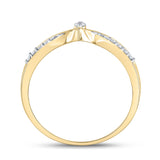 10kt Yellow Gold Womens Round Diamond Chevron Band Ring 1/8 Cttw
