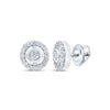 10kt White Gold Womens Round Diamond Circle Earrings 1/4 Cttw