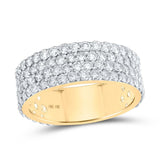 10kt Yellow Gold Mens Round Diamond 4-Row Pave Band Ring 3-3/8 Cttw