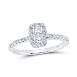 14kt White Gold Womens Princess Diamond 2-stone Ring 1/2 Cttw