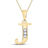 10kt Yellow Gold Womens Round Diamond J Initial Letter Pendant 1/20 Cttw