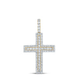 10kt Yellow Gold Mens Round Diamond Cross Charm Pendant 1 Cttw