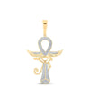 10kt Yellow Gold Mens Round Diamond Ankh Eye Cross Charm Pendant 1/3 Cttw