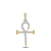 10kt Yellow Gold Mens Baguette Diamond Nail Cross Ankh Charm Pendant 3/4 Cttw