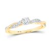 10kt Yellow Gold Womens Round Diamond Twist Solitaire Ring 1/4 Cttw