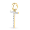 14kt Yellow Gold Womens Round Diamond T Initial Letter Pendant 1/8 Cttw