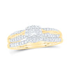 10kt Yellow Gold Princess Diamond Halo Bridal Wedding Ring Band Set 1/2 Cttw