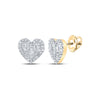 14kt Yellow Gold Womens Baguette Diamond Heart Earrings 3/8 Cttw