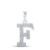 10kt White Gold Womens Round Diamond Initial F Letter Pendant 1/12 Cttw