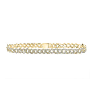 10kt Yellow Gold Mens Round Diamond 8.5-inch Curb Link Bracelet 4-5/8 Cttw
