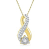 10kt Yellow Gold Womens Round Diamond Vertical Infinity Pendant 1/10 Cttw