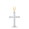 10kt Yellow Gold Womens Round Diamond Cross Pendant 1/4 Cttw