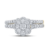 10kt Yellow Gold Round Diamond Bridal Wedding Ring Band Set 1 Cttw