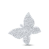 10kt White Gold Womens Round Diamond Butterfly Pendant 1/2 Cttw