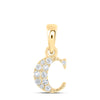 10kt Yellow Gold Womens Round Diamond C Initial Letter Pendant 1/20 Cttw