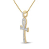 10kt Yellow Gold Mens Round Diamond Ankh Cross Charm Pendant 1/5 Cttw