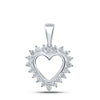 10kt White Gold Womens Round Diamond Heart Pendant 1/5 Cttw