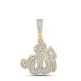 10kt Yellow Gold Mens Round Diamond Allah Islam Charm Pendant 3/4 Cttw