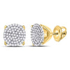 10kt Yellow Gold Womens Round Diamond Circle Cluster Stud Earrings 1/3 Cttw