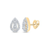 10kt Yellow Gold Womens Round Diamond Teardrop Earrings 1/5 Cttw