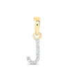 10kt Yellow Gold Womens Round Diamond J Initial Letter Pendant .02 Cttw