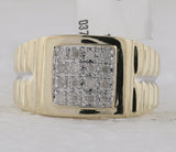 10kt Yellow Gold Mens Round Diamond Square Ring 1/4 Cttw