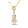 10kt Yellow Gold Mens Round Diamond Power Plug Charm Pendant 1/5 Cttw