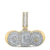 10kt Two-tone Gold Mens Baguette Diamond CEO Phrase Charm Pendant 3 Cttw