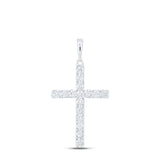 10kt White Gold Womens Round Diamond Cross Pendant 1/3 Cttw