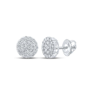 10kt White Gold Round Diamond Cluster Earrings 3/4 Cttw