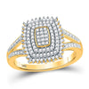 10kt Yellow Gold Womens Round Diamond Rectangle Cluster Split-shank Ring 1/4 Cttw