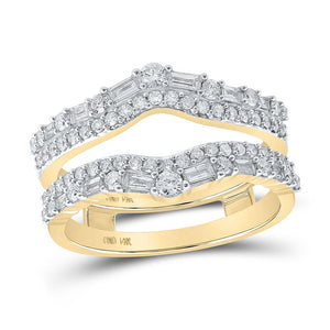 14kt Yellow Gold Womens Baguette Diamond Wrap Enhancer Wedding Band 3/4 Cttw