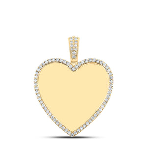 10kt Yellow Gold Mens Round Diamond Memory Heart Charm Pendant 1-1/3 Cttw