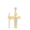 10kt Yellow Gold Mens Round Diamond Coffin Cross Charm Pendant 7-5/8 Cttw