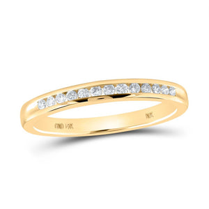 14kt Yellow Gold Womens Round Diamond Wedding Single Row Band 1/6 Cttw