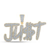 14kt Two-tone Gold Mens Round Diamond JU$T Charm Pendant 2-5/8 Cttw