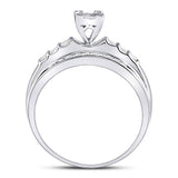 Sterling Silver Princess Diamond Square Cluster Bridal Wedding Engagement Ring 1/3 Cttw