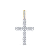 14kt Yellow Gold Mens Round Diamond Cross Charm Pendant 1-1/5 Cttw