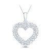 14kt White Gold Womens Round Diamond Heart Pendant 3/8 Cttw