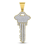 10kt Yellow Gold Mens Diamond Key Charm Fashion Pendant 5/8 Cttw