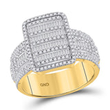 10kt Yellow Gold Mens Baguette Diamond Statement Cluster Ring 1 Cttw