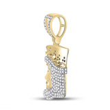 10kt Yellow Gold Mens Round Diamond King Playing Card Charm Pendant 1/2 Cttw