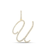 10kt Yellow Gold Womens Round Diamond U Initial Letter Pendant 1/2 Cttw