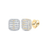 10kt Yellow Gold Womens Round Diamond Square Earrings 3/4 Cttw